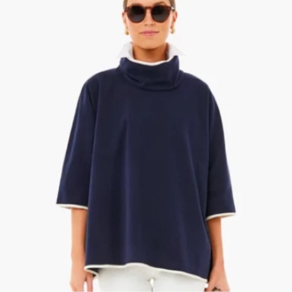 Tuckernuck Sweaters - Tuckernuck Piper Leather Trim Funnel Neck Poncho OS